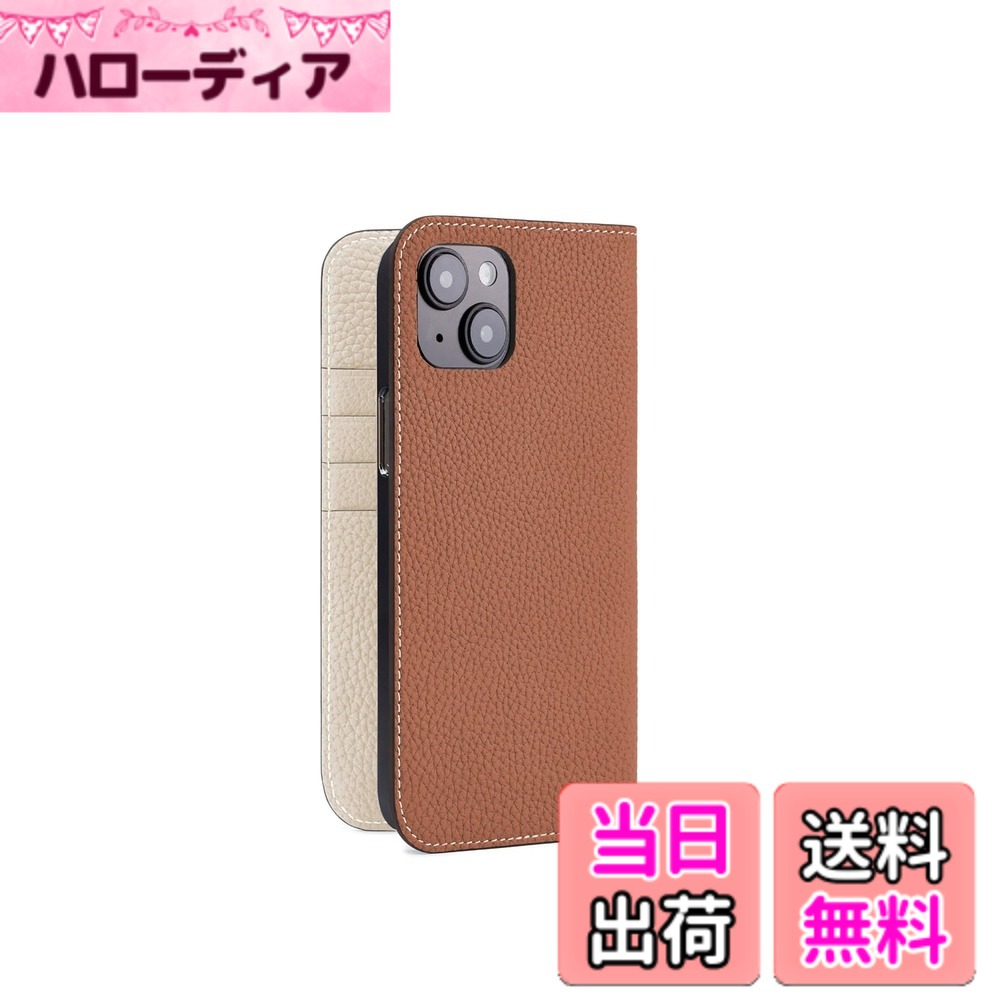 【貨物輸送無料】【ボナベンチュラ】当用日記容れもの シュリンクレザー 色：駱駝 x 象牙色、大きさ：iPhone 14 Plus