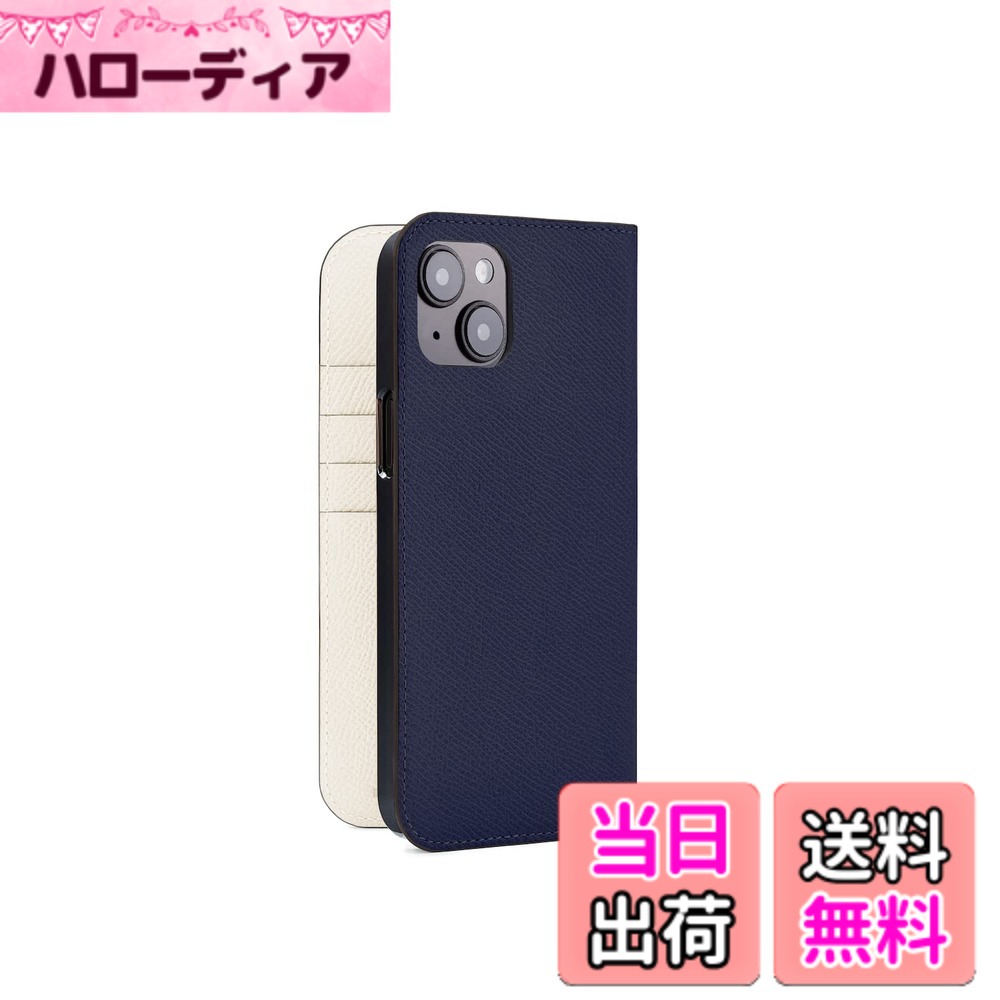 【送料無料】【ボナベンチュラ】 ダイアリーケース [iPhone 14 Plus, ネイビー x ホワイト] スマホケース ヨーロッパ最高級レザー 本革 MagSafe対応 プレゼント ギフト iPhone 14 Plusケース BODN14PL-NAWH 色：ネイビー x ホワイト、サイズ：iPhone 14 Plus