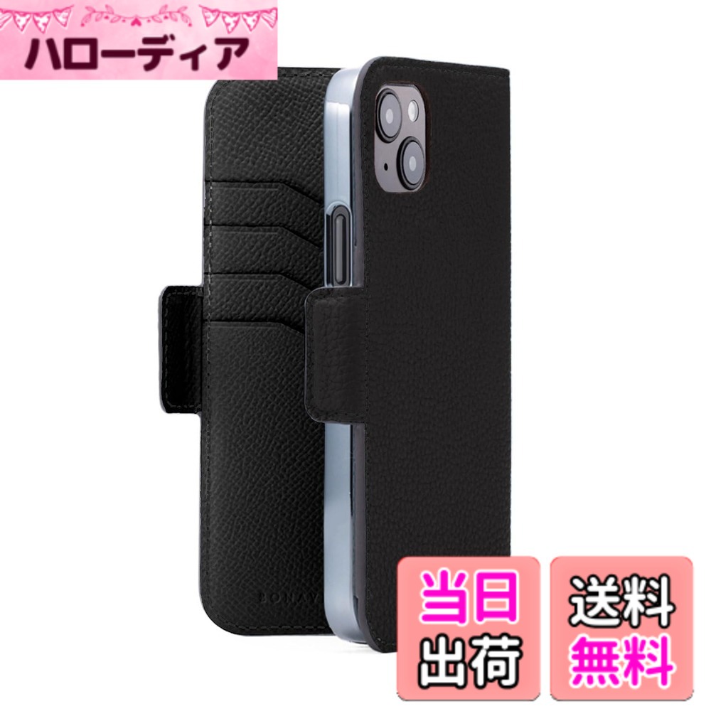 【貨物輸送無料】【BONAVENTURA】スタンドダイアリーケース シュリンクレザー BKAT15PL 色：黒いこと、大きさ：iPhone 15 Plus