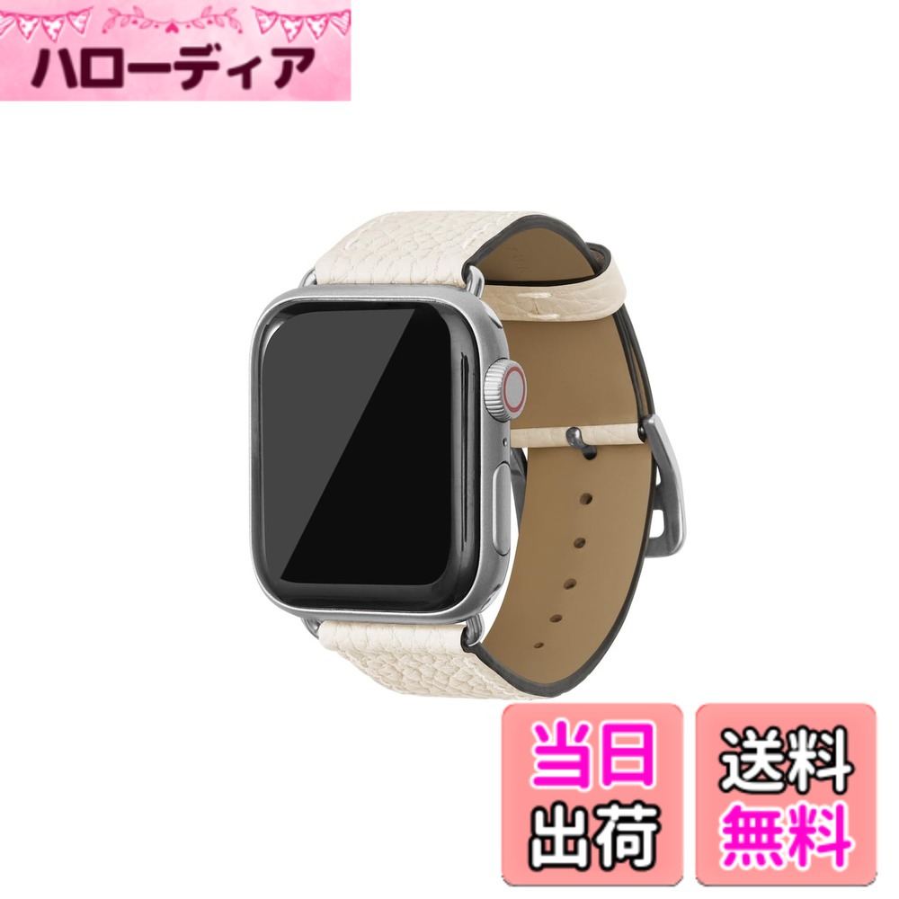 【貨物輸送無料】[BONAVENTURA] Apple Watch用 なめし革周波数帯域 本革 シュリンクレザー Apple Watch Series相応う 1-10 SE(第1・2時人) 相応う 色：なめし革:象牙色 / アダプタ：しろがね色、大いさ：44粍/45粍/46粍/49粍, M/L大いさ