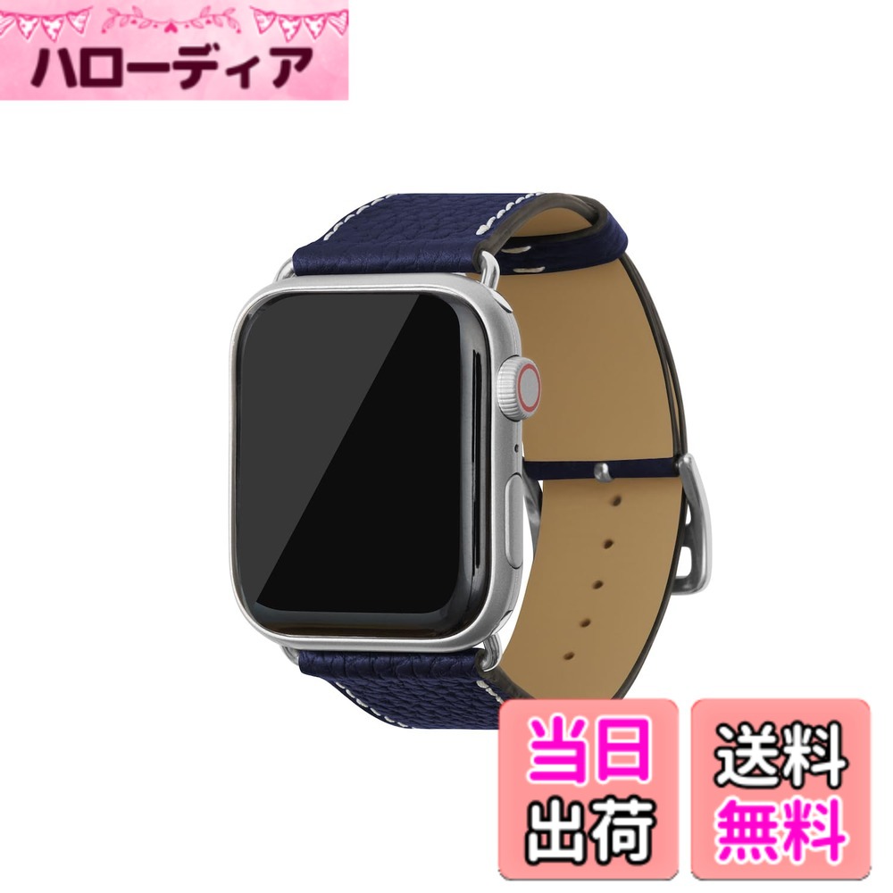 【貨物輸送無料】[BONAVENTURA] Apple Watch用 なめし革周波数帯域 本革 シュリンクレザー Apple Watch Series相応う 1-10 SE(第1・2時人) 相応う 色：なめし革:米国海軍 / アダプタ：しろがね色、大いさ：44粍/45粍/46粍/49粍, M/L大いさ