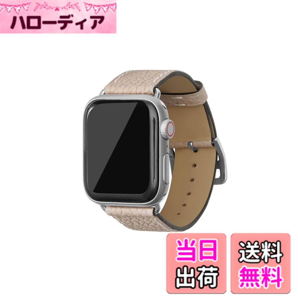 【貨物輸送無料】[BONAVENTURA] Apple Watch用 なめし革周波数帯域 本革 シュリンクレザー Apple Watch Series相応う 1-10 SE(第1・2時人) 相応う 色：なめし革:グレージュ / アダプタ：しろがね色、大いさ：44粍/45粍/46粍/49粍, M/L大いさ