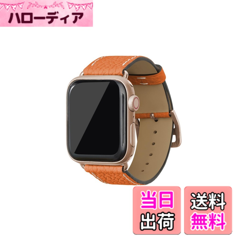 【貨物輸送無料】[BONAVENTURA] Apple Watch用 なめし革周波数帯域 本革 シュリンクレザー Apple Watch Series相応う 1-10 SE(第1・2時人) 相応う 色：なめし革:オレンジ色 / アダプタ：ゴールド、大いさ：38粍/40粍/41粍/42粍, S/M大いさ