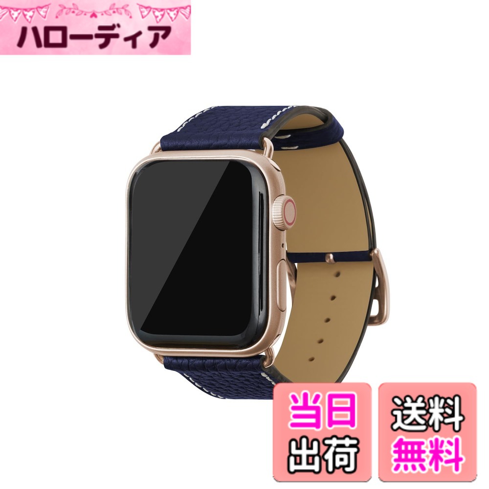 【貨物輸送無料】[BONAVENTURA] Apple Watch用 なめし革周波数帯域 本革 シュリンクレザー Apple Watch Series相応う 1-10 SE(第1・2時人) 相応う 色：なめし革:米国海軍 / アダプタ：ゴールド、大いさ：38粍/40粍/41粍/42粍, M/L大いさ