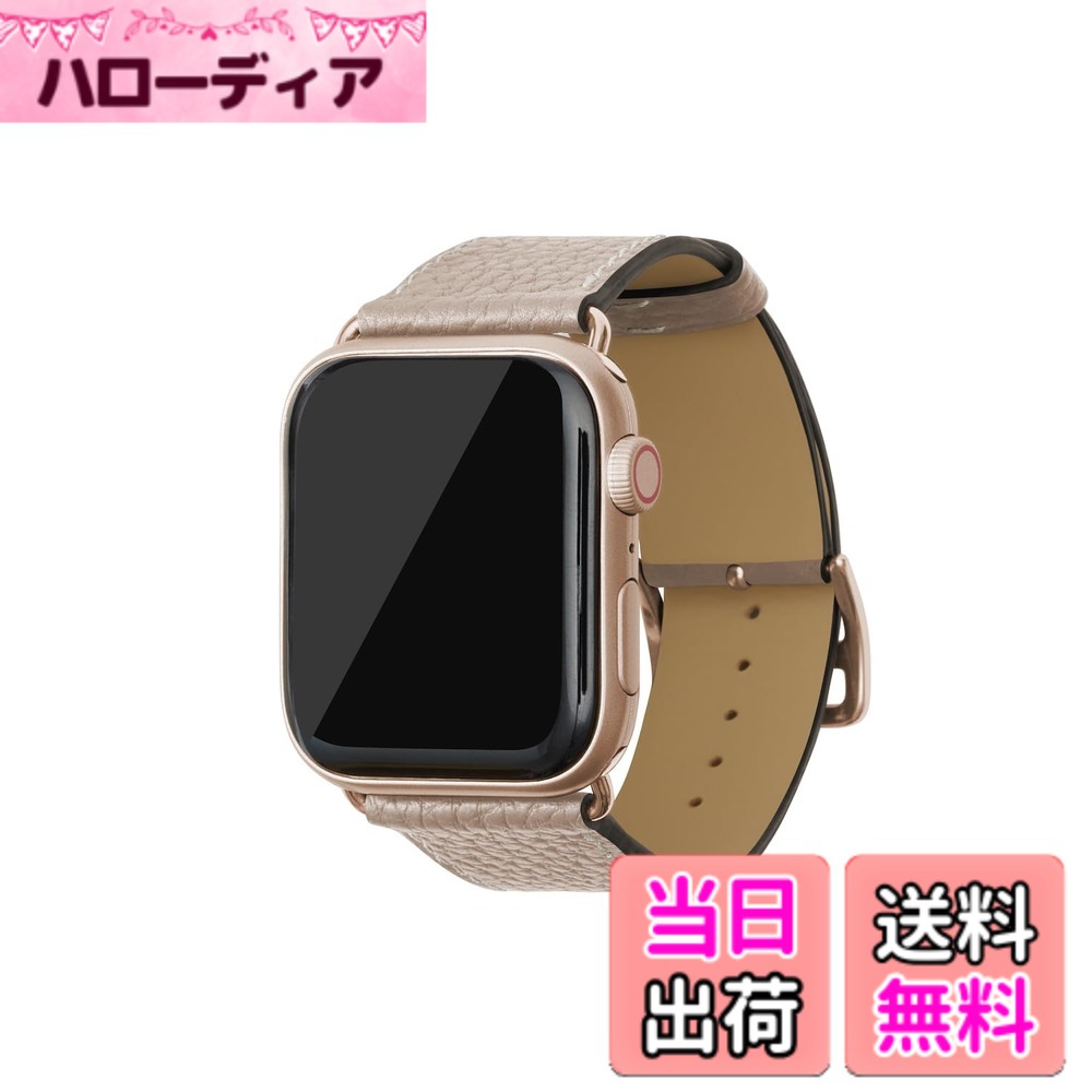 【貨物輸送無料】[BONAVENTURA] Apple Watch用 なめし革ダンス楽隊 本革 シュリンクレザー Apple Watch Series相応う 1-10 SE(第1・2時人) 相応う 色：なめし革:グレージュ / アダプタ：ゴールド、大きさ：44粍/45粍/46粍/49粍, M/L大きさ
