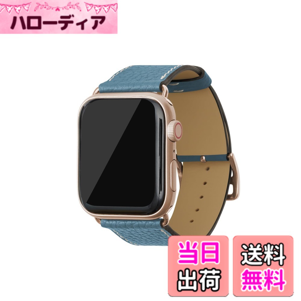【貨物輸送無料】[BONAVENTURA] Apple Watch用 なめし革ダンス楽隊 本革 シュリンクレザー Apple Watch Series相応う 1-10 SE(第1・2時人) 相応う 色：なめし革:青色シアン / アダプタ：ゴールド、大きさ：44粍/45粍/46粍/49粍, M/L大きさ