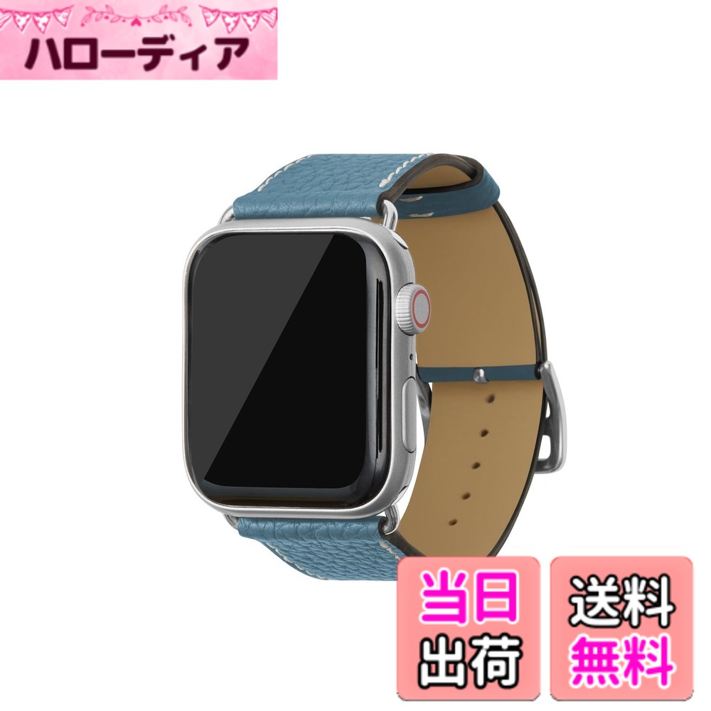 【貨物輸送無料】[BONAVENTURA] Apple Watch用 なめし革ダンス楽隊 本革 シュリンクレザー Apple Watch Series相応う 1-10 SE(第1・2時人) 相応う 色：なめし革:青色シアン / アダプタ：しろがね色、大きさ：38粍/40粍/41粍/42粍, M/L大きさ