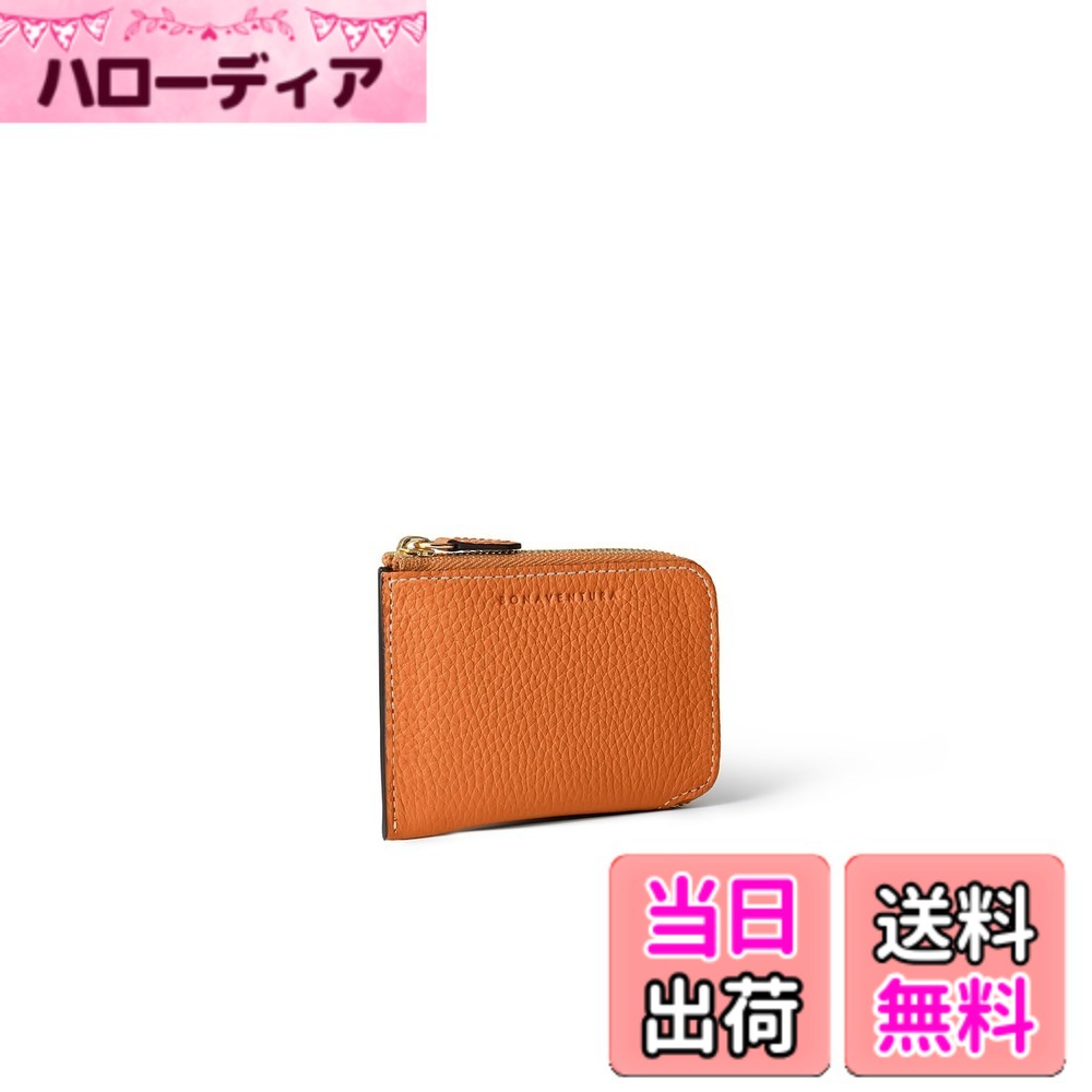 【送料無料】【BONAVENTURA】スクエアカードコインケース 色：オレンジ x エトープ