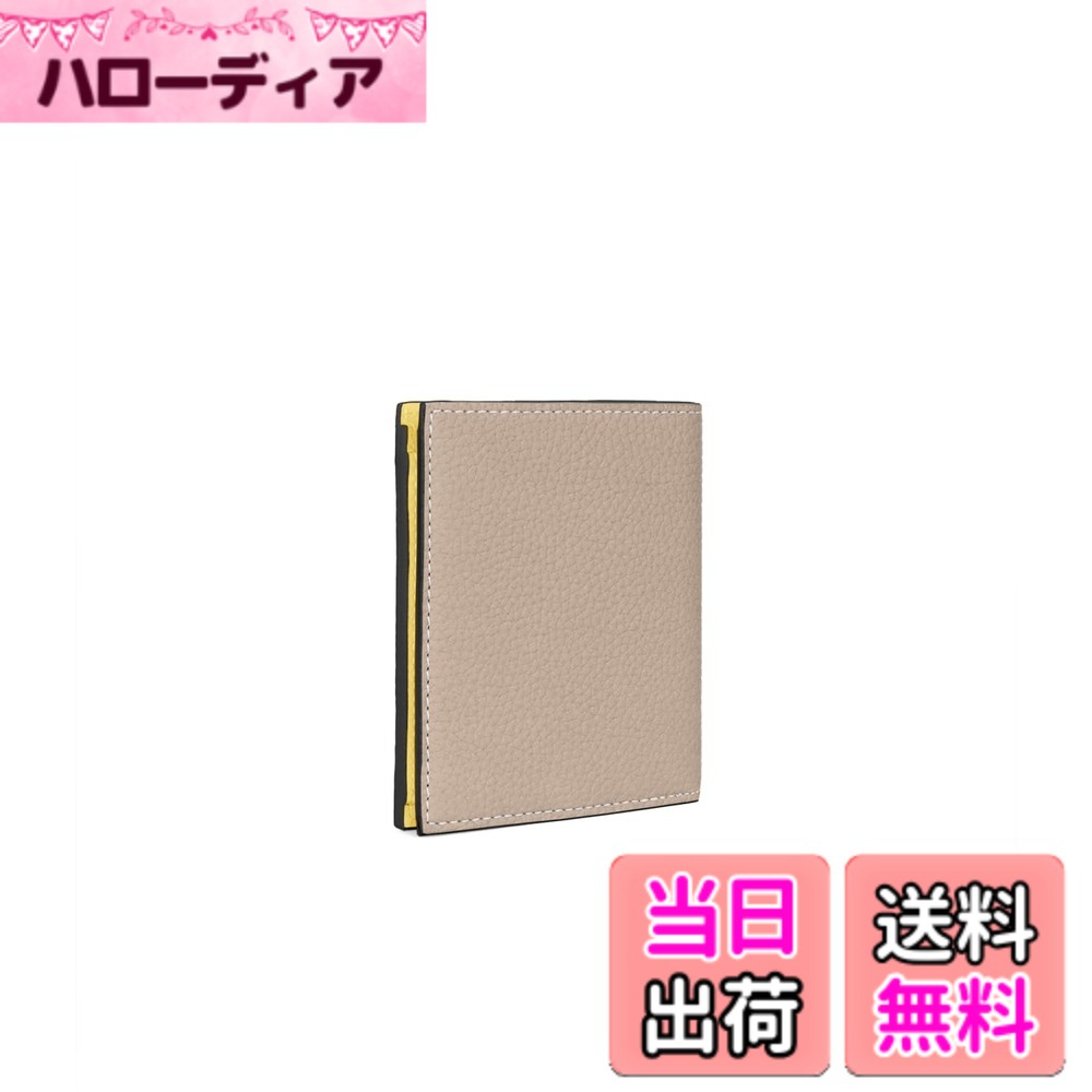 【貨物輸送無料】[BONAVENTURA] 【ボナベンチュラ】バイフォールド ウォレット シュリンクレザー 色：グレージュ x 黄色