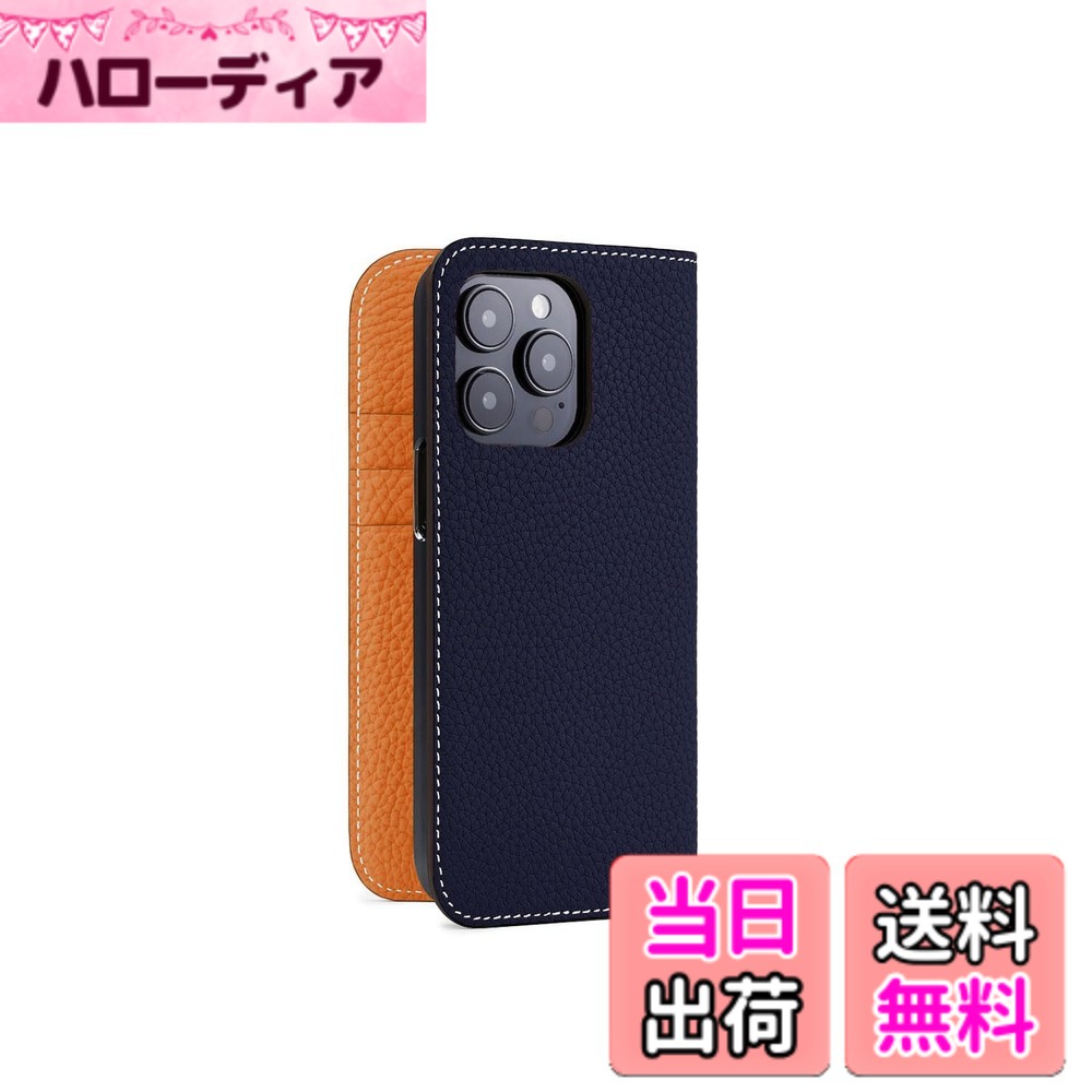【貨物輸送無料】【BONAVENTURA】当用日記容れもの シュリンクレザー iPhone15Pro BODT15P 色：米国海軍 x オレンジ色.、大いさ：iPhone 15 Pro