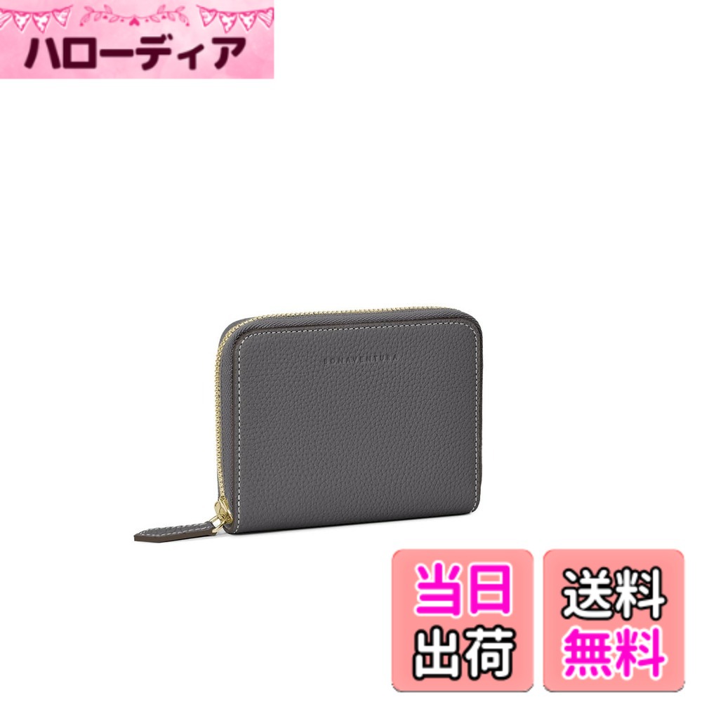 【貨物輸送無料】【BONAVENTURA】並み並み ファンクショナル ジップウォレット シュリンクレザー 色：濃灰色 x トゥルーグレー、大きさ：歌留多細長い切口