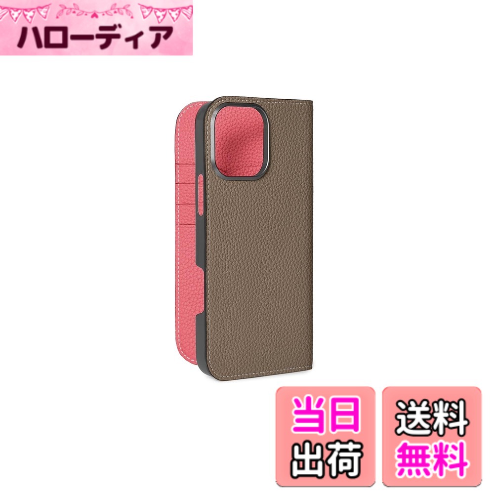 【貨物輸送無料】【BONAVENTURA】当用日記容れもの シュリンクレザー iPhone16ProMax BODT16PM 色：エトープ x アザレ、大きさ：iPhone 16 Pro Max