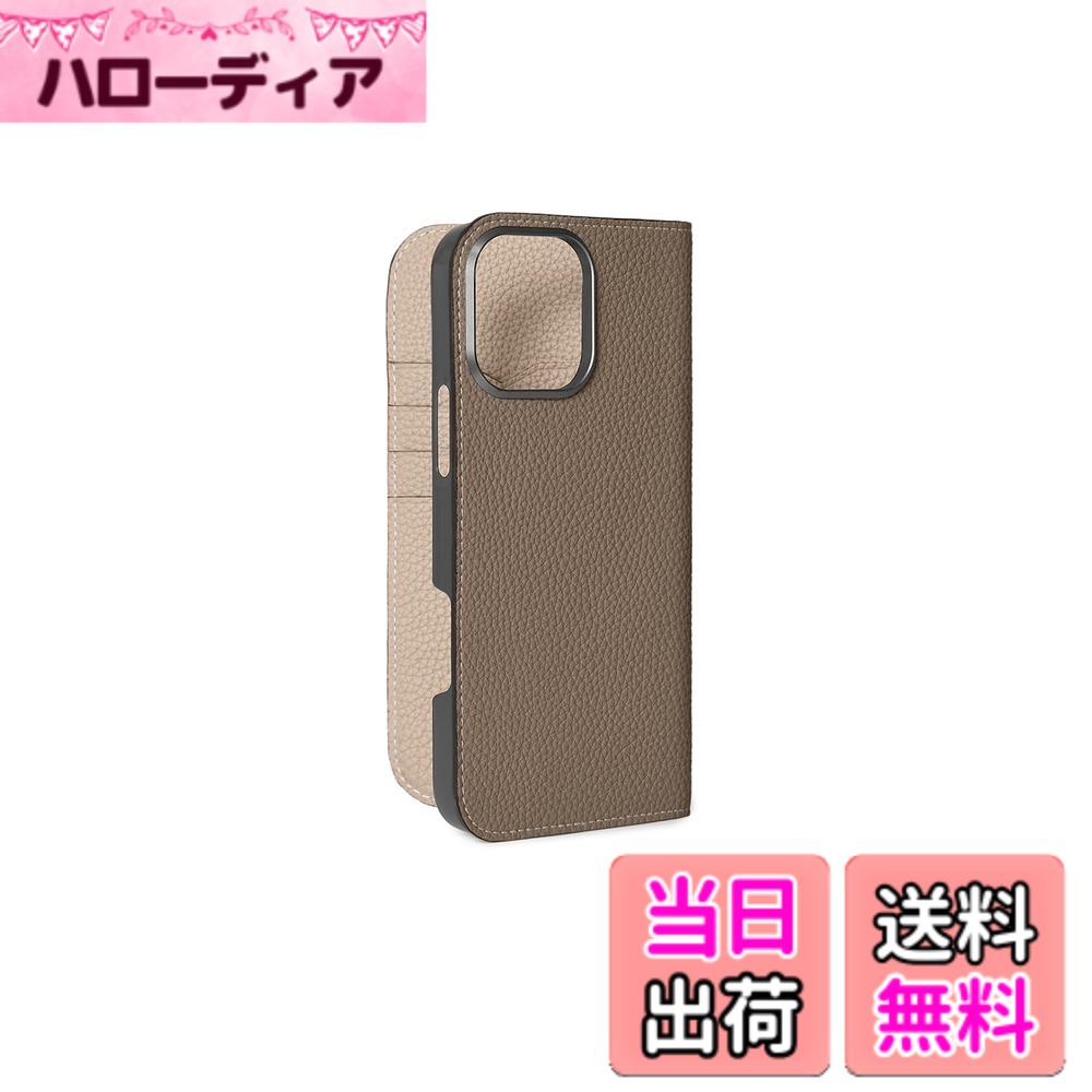 【送料無料】【BONAVENTURA】ダイアリーケース シュリンクレザー iPhone16ProMax BODT16PM 色：エトープ x グレージュ、サイズ：iPhone 16 Pro Max