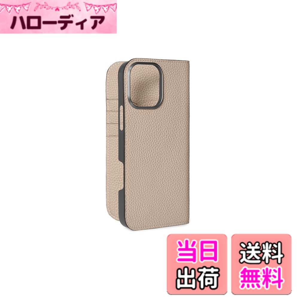 【貨物輸送無料】【BONAVENTURA】当用日記入れもの シュリンクレザー iPhone16ProMax BODT16PM 色：グレージュ、大きさ：iPhone 16 Pro Max