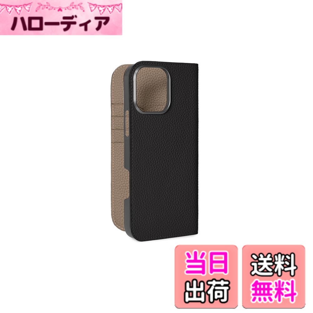 【貨物輸送無料】【BONAVENTURA】当用日記容れもの シュリンクレザー iPhone16ProMax BODT16PM 色：黒いこと x エトープ、大きさ：iPhone 16 Pro Max