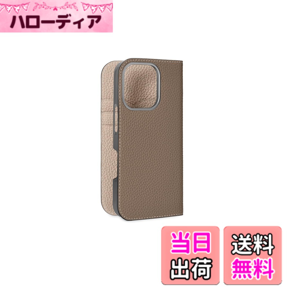 【貨物輸送無料】【BONAVENTURA】当用日記容れもの シュリンクレザー iPhone16Pro BODT16P 色：エトープ x グレージュ、大いさ：iPhone 16 Pro