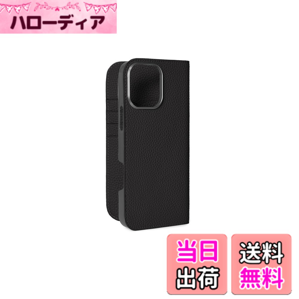 【貨物輸送無料】【BONAVENTURA】当用日記入れもの シュリンクレザー iPhone16ProMax BODT16PM 色：黒いこと、大きさ：iPhone 16 Pro Max