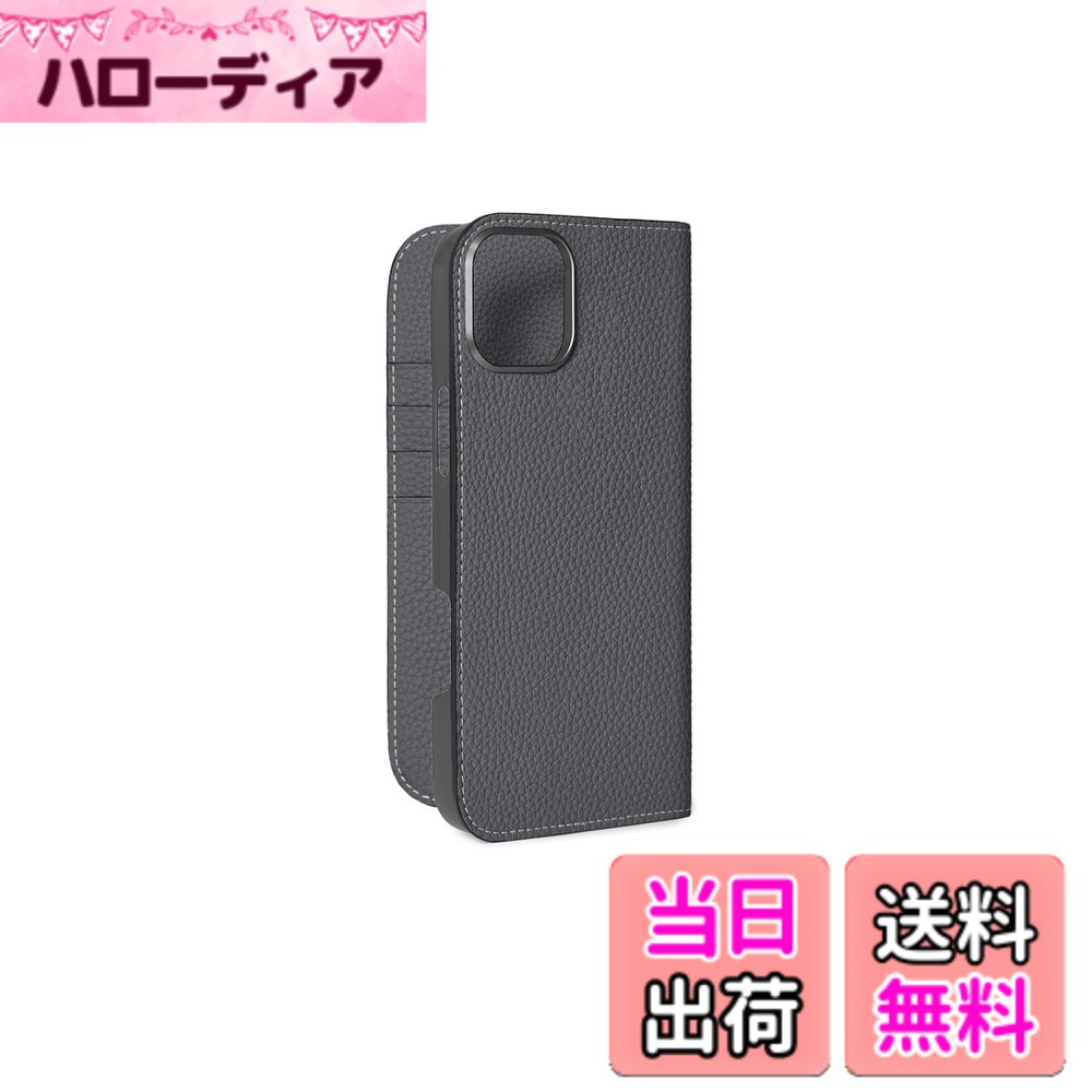 【貨物輸送無料】【BONAVENTURA】当用日記入れもの シュリンクレザー iPhone16Plus BODT16PL 色：濃灰色薄墨色、大きさ：iPhone 16 Plus