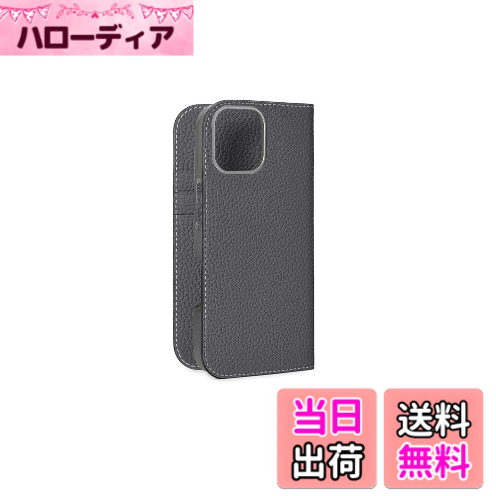 【送料無料】【BONAVENTURA】ダイアリーケース シュリンクレザー iPhone16Pro BODT16P 色：チャコールグレー、サイズ：iPhone 16 Pro