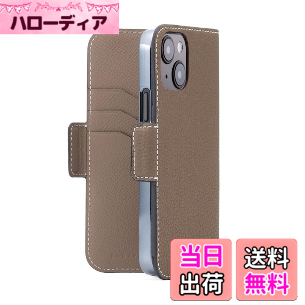 【貨物輸送無料】【BONAVENTURA】スタンドダイアリーケース シュリンクレザー BKAT15 色：エトープ.、大きさ：iPhone 15