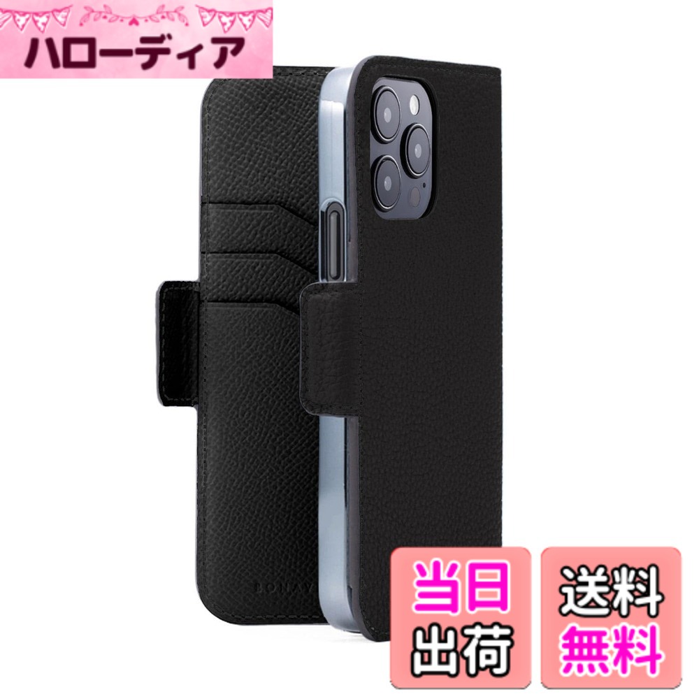 【貨物輸送無料】【BONAVENTURA】(for iPhone15 Pro) スタンドダイアリーケース シュリンクレザー [黒いこと ] スマホケース ヨーロッパ最御前上等なめし革 本革 差し上げ物 BKATR15P-BK 色：黒いこと.、大きさ：iPhone 15 Pro