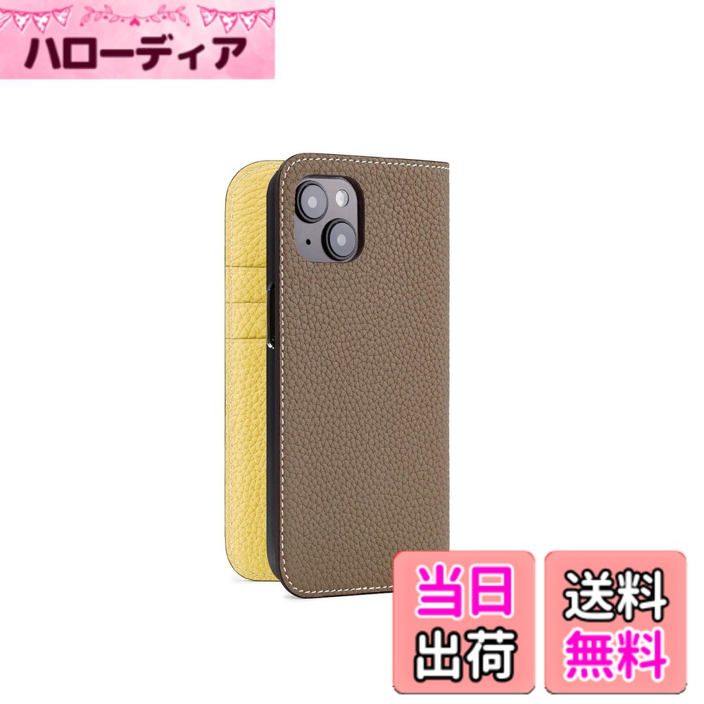【送料無料】BONAVENTURA ボナベンチュラ ダイアリーケース iPhone15 BODT15 色：エトープ x イエロー.、サイズ：iPhone 15｜ハローディア店