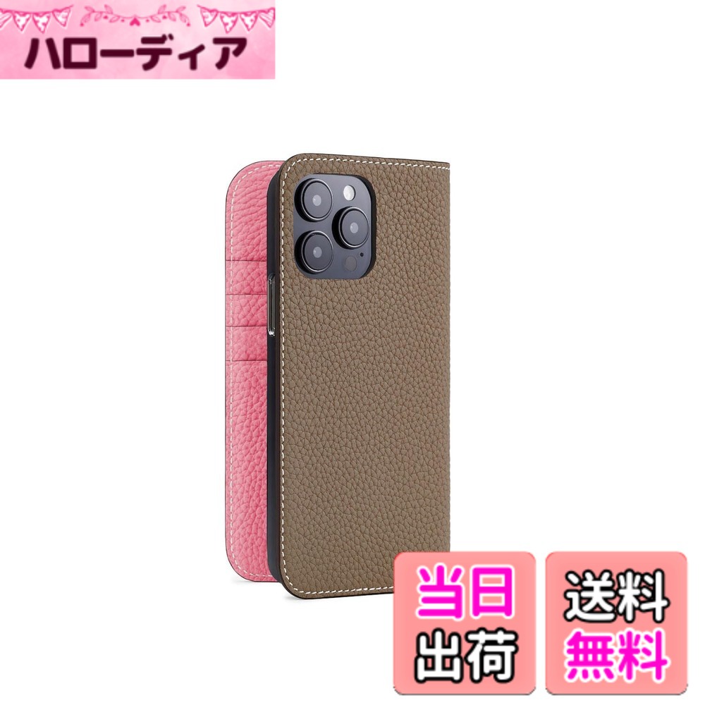 【貨物輸送無料】【BONAVENTURA】当用日記入れもの シュリンクレザー iPhone15Pro Max BODT15PM 色：エトープ x アザレ.、大きさ：iPhone 15 Pro Max