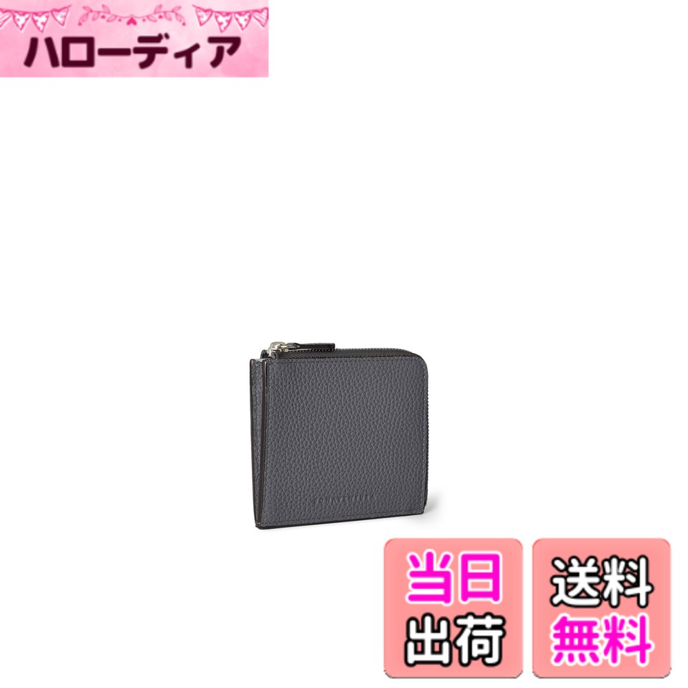 【貨物輸送無料】【BONAVENTURA】L字ジップ ウォレット シュリンクレザー 色：濃灰色 x トゥルーグレー
