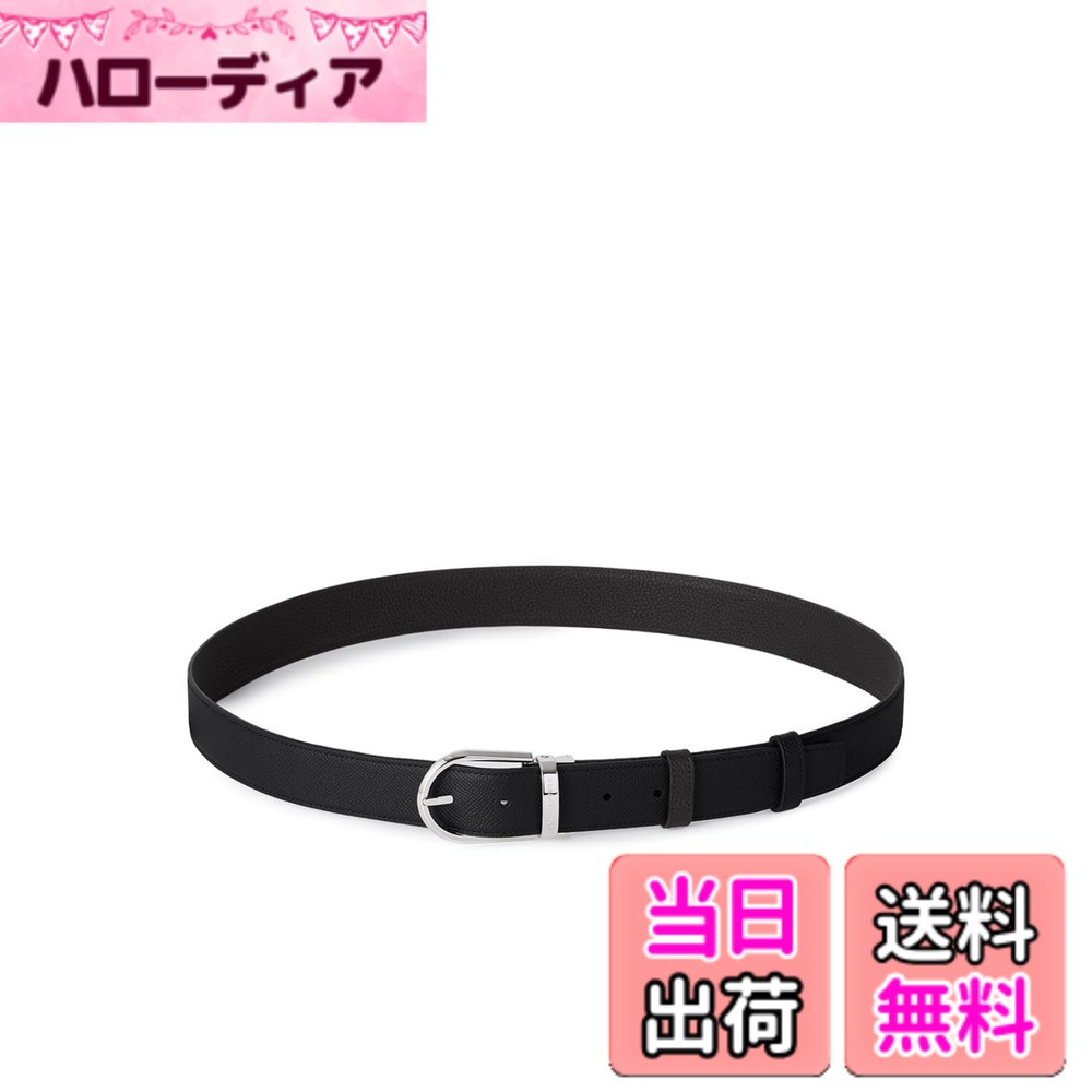 【送料無料】[BONAVENTURA] メンズ ラウンドバックル ベルト (30mm/35mm) 色：ブラック x ブラック（ノービレレザー x シュリンクレザー）、サイズ：ラウンドバックル(35mm)｜ハローディア店