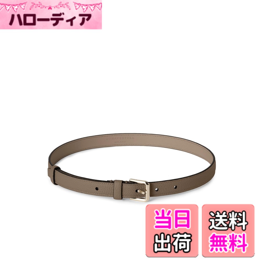 【送料無料】[BONAVENTURA] レディース ベルト 色：エトープ x クレイベージュ（シュリンクレザー x スムースレザー）、サイズ：スクエアカットバックル (85cm)