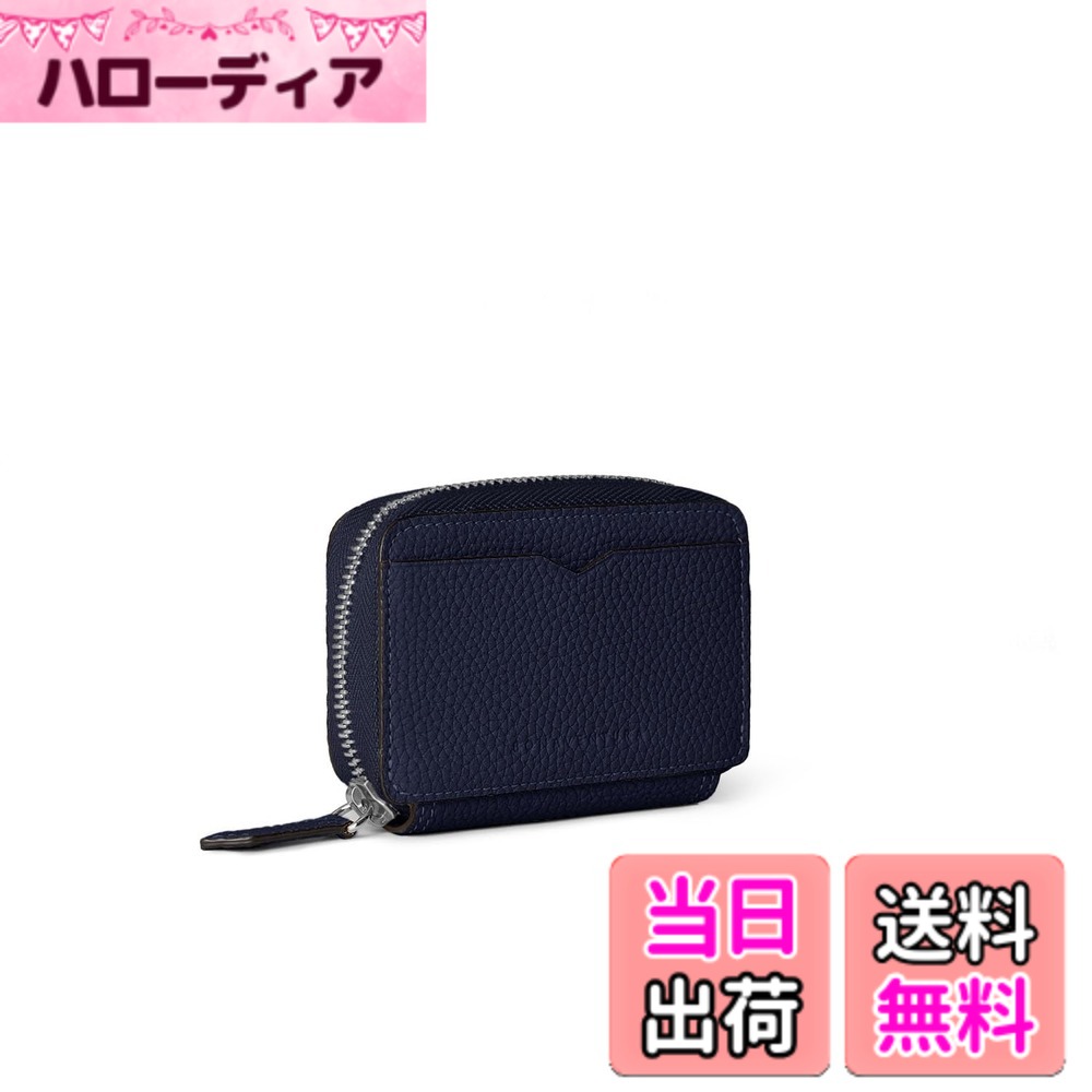 【貨物輸送無料】[BONAVENTURA] ラウンドジップ スマートキーケース ボッタラートレザー 色：米国海軍 x オレンジ色