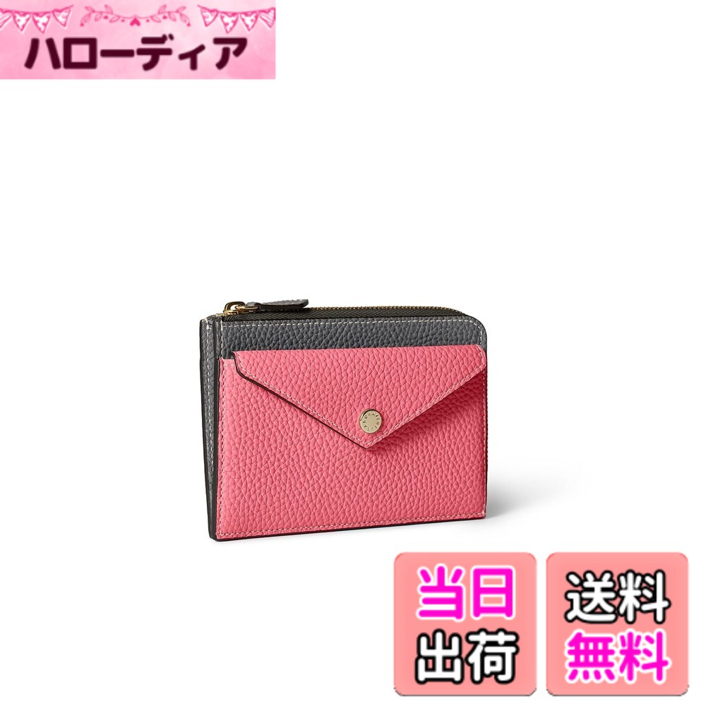 【貨物輸送無料】【BONAVENTURA】エンベロープミニジップウォレット 色：暗灰色 x アザレ、大いさ：Small