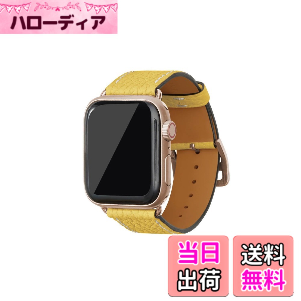 【貨物輸送無料】[BONAVENTURA] Apple Watch用 なめし革周波数帯域 本革 シュリンクレザー Apple Watch Series相応う 1-10 SE(第1・2時人) 相応う 色：なめし革：黄色/アダプタ：ゴールド、大いさ：38粍/40粍/41粍, M/L大いさ