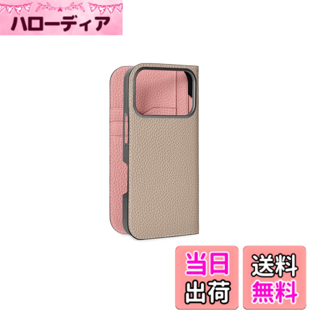 【貨物輸送無料】【ボナベンチュラ】当用日記入れもの シュリンクレザーiphone 17 Pro BODT17P 色：グレージュ x コーラルサクラ色、大きさ：iPhone 17 Pro