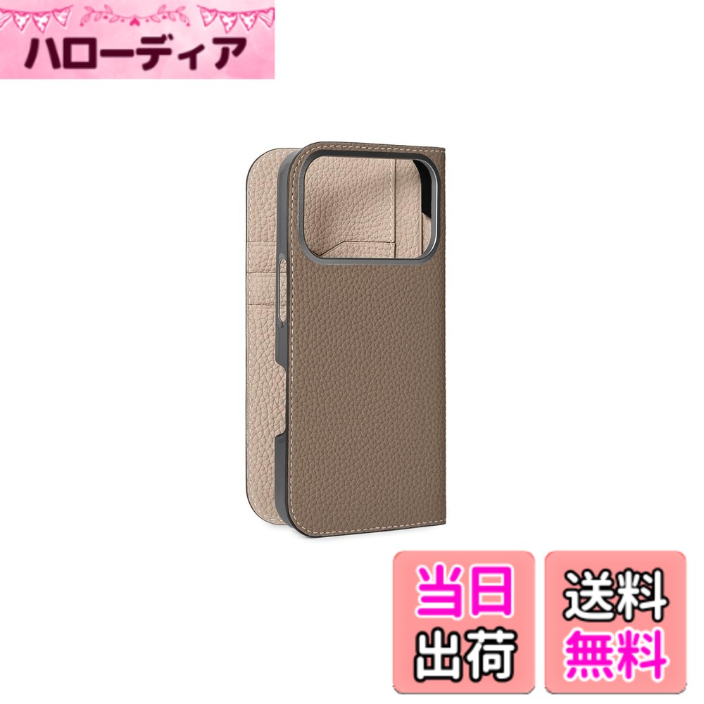 【貨物輸送無料】【ボナベンチュラ】当用日記入れもの シュリンクレザーiphone 17 Pro BODT17P 色：エトープ x グレージュ、大きさ：iPhone 17 Pro