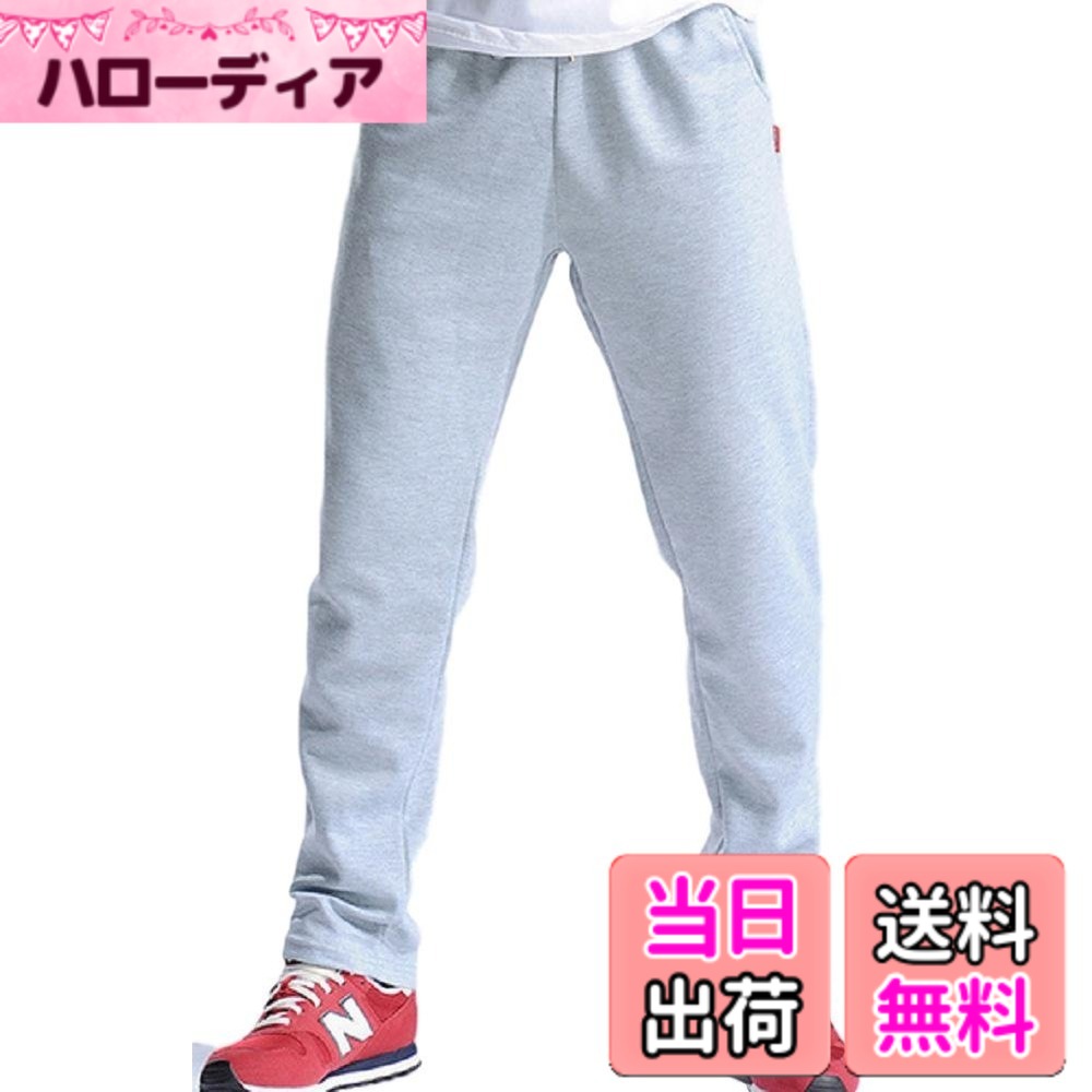 【送料無料】[DauStage] 4カラー 厚手 裏起毛 スウェット パンツ メンズ ストレート 伸縮素材 ルームウェア スエット (02、グレー L)