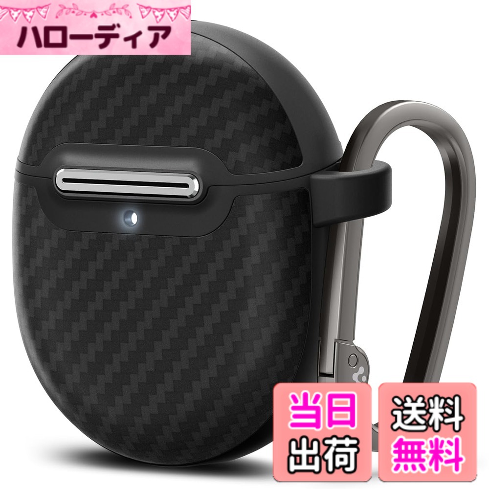 【送料無料】Spigen Google Pixel Buds Pro 2 / Pro ケース 耐衝撃 エアロコア アラミド TPU 二重構造 ワイヤレス充電 対応 カラビナ リング付き 軽量 キズ防止 衝撃吸収 エンゾ・アラミド ACS07649 (マット・ブラック)