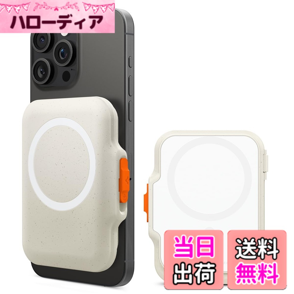 【貨物輸送無料】[Spigen] MagSafe相応う歌留多容れもの 最大限度6枚歌留多 価値高い品 納める能力のある 豪然たるな磁気力 iPhone16/15/14/13/12 続きもの相応う 磁石式ウォレット ミニマリスト向け TinTap マグフィット （デューン ベージュ）
