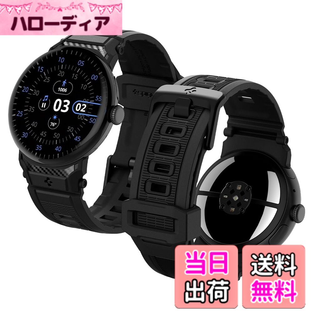 【送料無料】[Spigen] Google Pixel Watch 3 / 2 / 1 バンド スポーツ 長さ調整可能 簡単装着 軽量 速乾 カーボンテクスチャー マット仕上げ ラギッド・バンド (マット・ブラック)