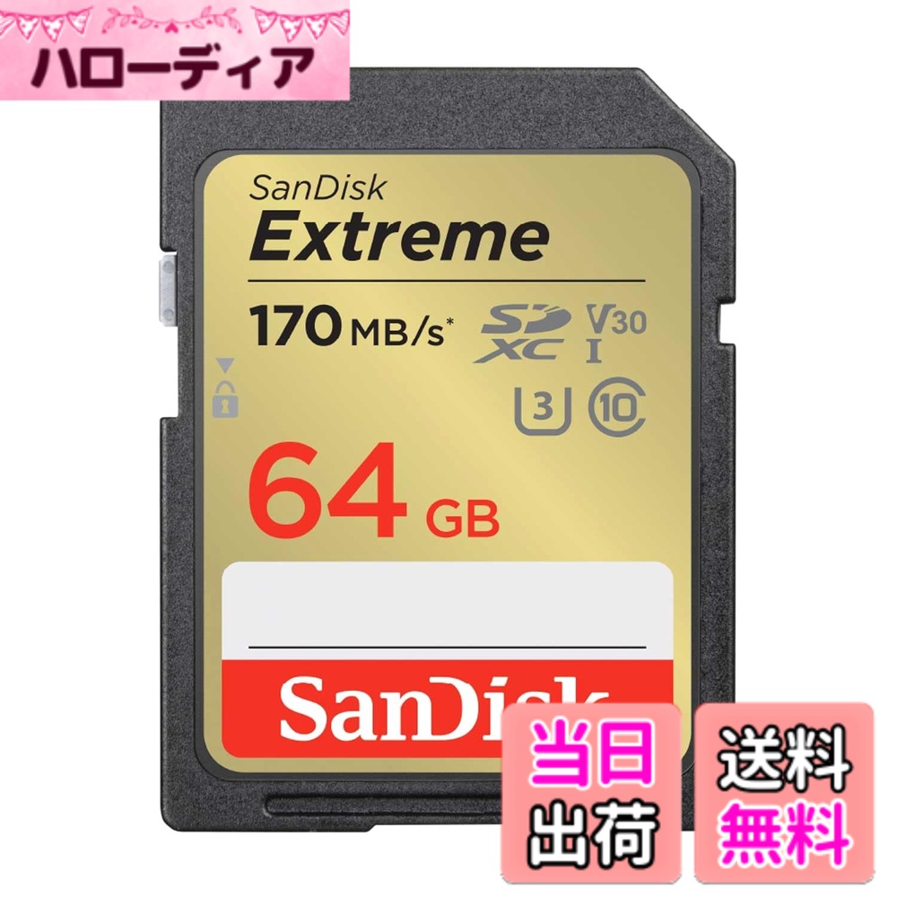 【送料無料】【 サンディスク 正規品 】 SDカード 64GB SDXC Class10 UHS-I U3 V30 SanDisk Extreme SDSDXV2-064G-GHJIN 簡易デザインパッケージ メーカー無期限