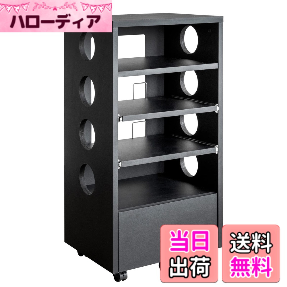 【送料無料】宮武製作所 ゲームラック REGABO(レガボ) PS5対応 幅49x奥38x高さ99.6cm ゲーム機やソフトをまとめて収納できる GRK-002 BK ブラック｜ハローディア店