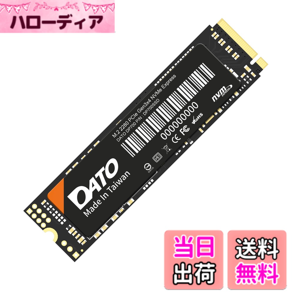 【送料無料】DATO SSD 1TB M.2 2280 PCIe Gen3x4 NVMe 内蔵ソリッドステートドライブ, ノートパソコン タブレット デスクトップ 対応, 読み取り最大2500/1700 MB/s, 台湾製 正規品 (ダト DP700)｜ハローディア店