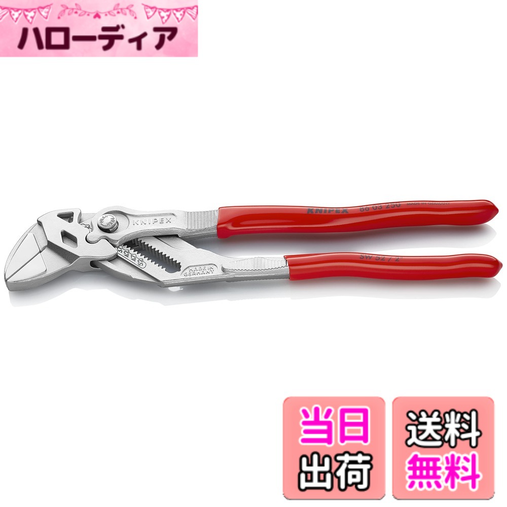 【貨物輸送無料】KNIPEX クニペックス ペンチ鍵 全長250粍 プラスティックコーティングハンドル Crメッキ 8603-250
