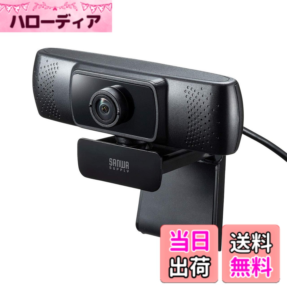 【貨物輸送無料】サンワサプライ 話し合い用広広とした水晶体WEB写真機 USB繋ぎ合わせる 150°超広角 マイクロホン内蔵 Skype相応う 黒いこと CMS-V43BK