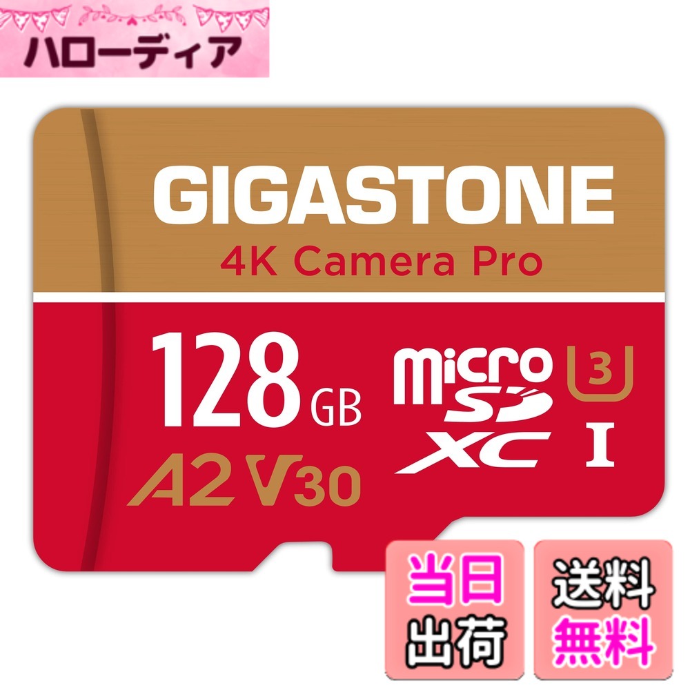 【貨物輸送無料】【5年見聞立てなおす・無償取り替えっこ】GIGASTONE マイクロsd歌留多 128GB 4K Camera Pro microSDXC UHS-I A2 V30 U3 C10 100MB/s Ultra 固定ディスク 4K 映像媒体録画 Gopro インスタ360 行動写真機 運動競技写真機 SDアダプタ1枚付き添い人