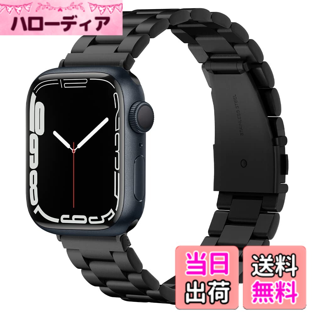 【送料無料】Apple Watch バンド 49/46/45/44mm【Apple Watch Ultra3/Ultra2/Ultra/11/10/9/8/7/6/5/4/SE3/SE2/SE 対応】 調整器具付き 交換ベルト チェーン メタル 3連 ベルト おしゃれ モダン・フィット 062MP25403 (ブラック)