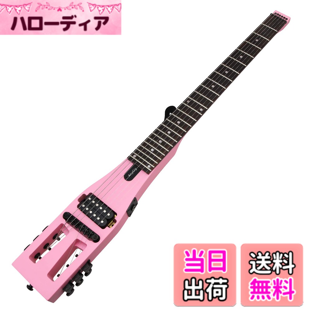 【送料無料】Anygigポータブルトラベルエレキギター 82CM 1.6KG ピンク 25.5\