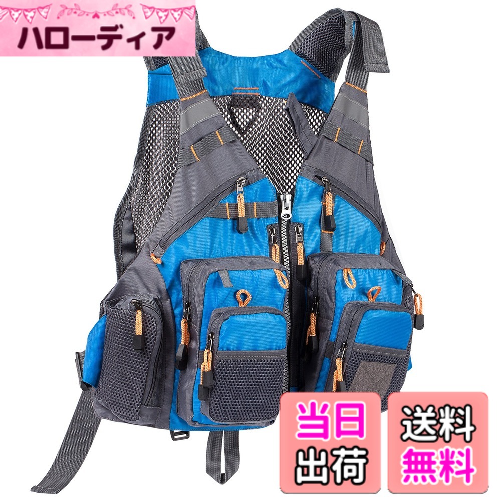 【送料無料】Bassdash(バスダッシュ) フィッシングベスト 釣り メッシュ アウトドア トップス 多機能ベスト 男女兼用 フリーサイズ