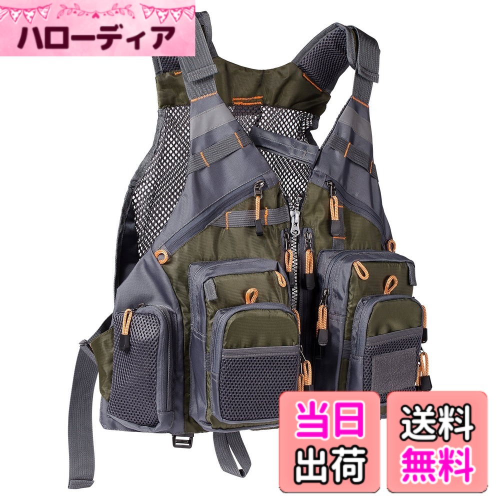 【送料無料】Bassdash(バスダッシュ) フィッシングベスト 釣り メッシュ アウトドア トップス 多機能ベスト 男女兼用 フリーサイズ