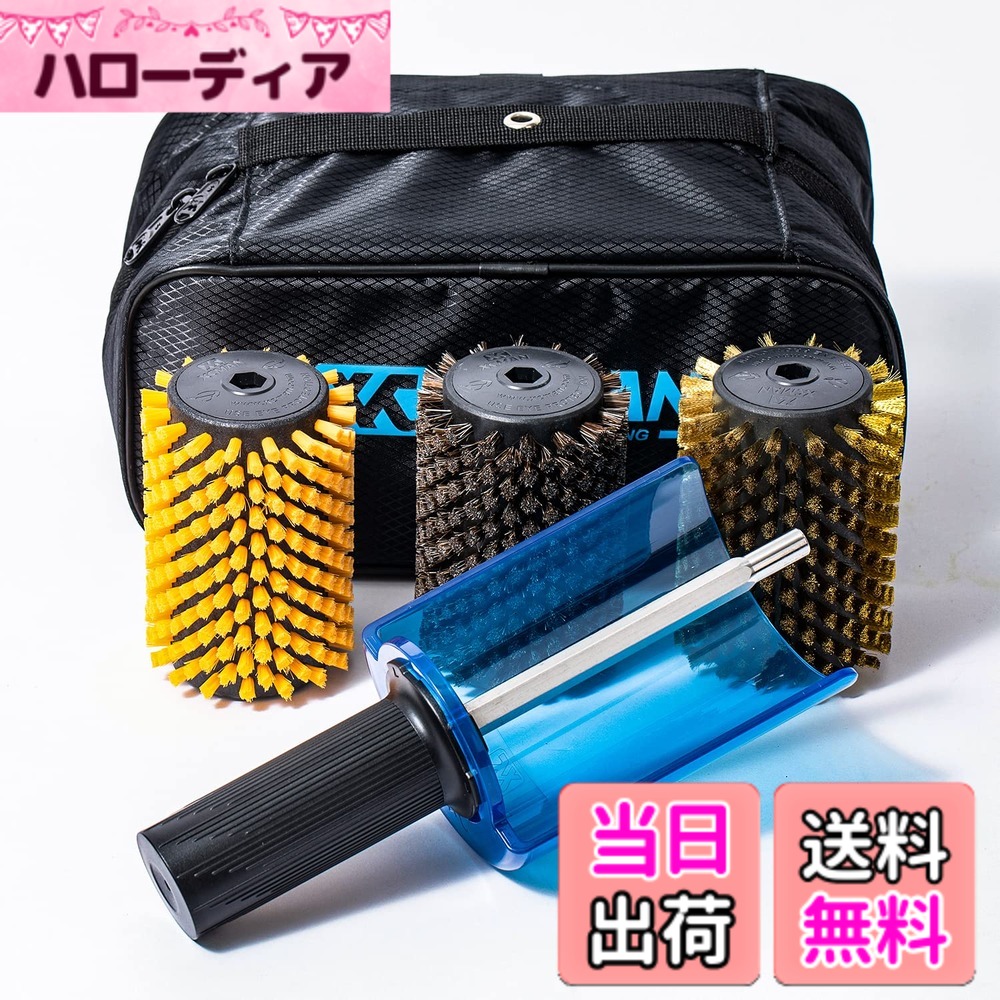 【貨物輸送無料】XCMAN スノーボード用ナイロン、ブロンズ、キルク、馬毛毛はらい 円形交差点毛はらい、シングル矢がら(手持ち部分)の４点書き割り、100 粍長さ (ナイロン、ブロンズ、馬毛毛はらい、シングル矢がら(手持ち部分))
